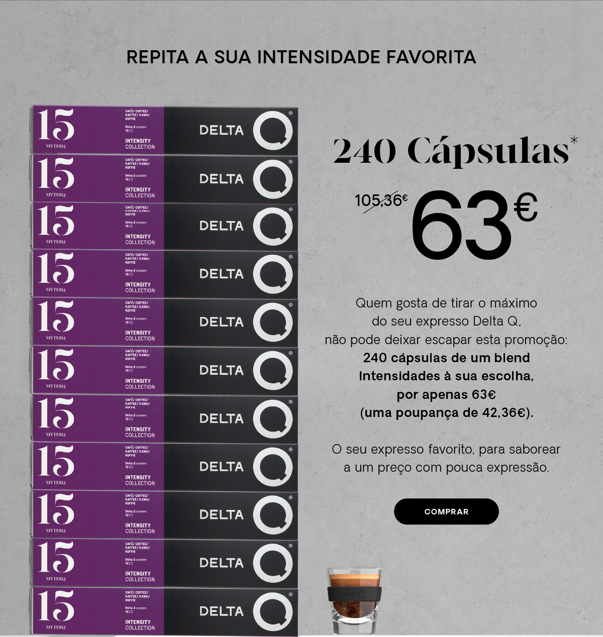 240 cápsulas de um blend Intensidades à sua escolha, por apenas 63€
