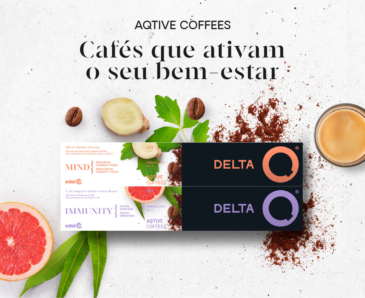 AQtive coffees. Cafés que ativam o seu bem-estar.