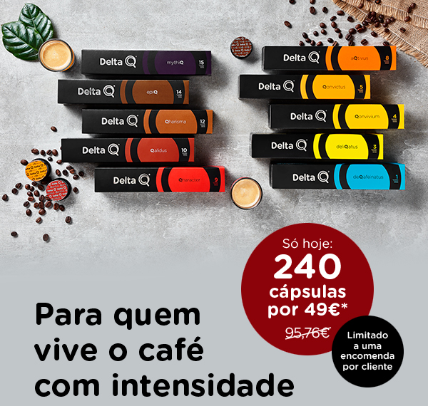 Para quem vive o café com intensidade. Só hoje 240 cápsulas por 49€.