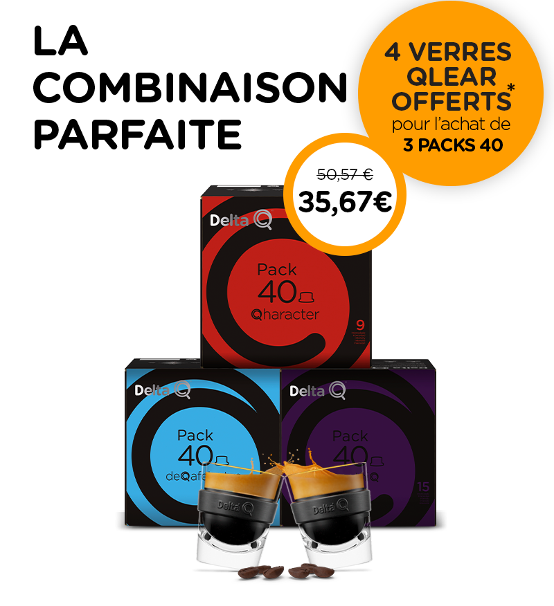 La combinaison parfaite - 4 verres Qlear offerts pour l’achat de 3 Packs 40