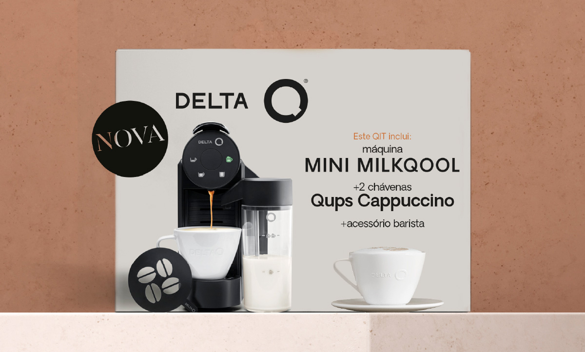 Delta Q Mini MilkQool + 2 chávenas Qups Cappuccino + Acessório Barista